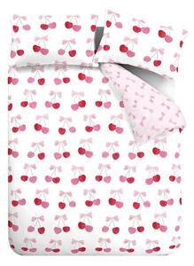 Бяло-розово единично спално бельо 135x200 cm Cherries and Bows – Catherine Lansfield