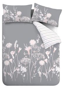 Сиво единично спално бельо 135x200 cm Meadowsweet Floral – Catherine Lansfield