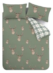 Зелено единично спално бельо 135x200 cm Stag Check – Catherine Lansfield