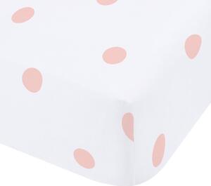 Бялo-розов еластичен фланелен чаршаф 135x190 cm Polka Dot – Catherine Lansfield