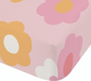 Розов еластичен единичен детски чаршаф 90x190 cm Retro Daisy – Catherine Lansfield