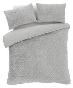 Сиво единично спално бельо от микроплюш 135x200 cm Cosy Diamond – Catherine Lansfield