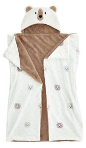Кафяво-кремаво детско одеяло с качулка от микроплюш 90x125 cm Cosy Bear – Catherine Lansfield