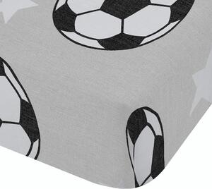 Сив еластичен двоен фланелен детски чаршаф 135x190 cm Football Stars – Catherine Lansfield