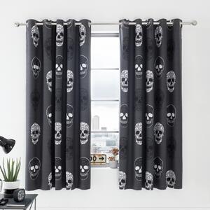 Тъмносива детска завеса 2 бр. 168x183 cm Skulls – Catherine Lansfield