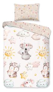 Кафяво-бежово памучно детско спално бельо за детско креватче 100x135 cm Hugs – Good Morning