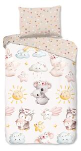 Кафяво-бежово единично памучно детско спално бельо 140x200 cm Hugs – Good Morning