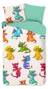Единично удължено памучно детско спално бельо 140x220 cm Dragons – Good Morning