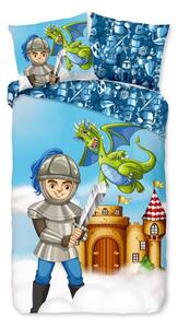Синьо единично удължено памучно детско спално бельо 140x220 cm Knight – Good Morning