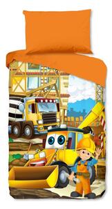 Оранжево единично памучно детско спално бельо 140x200 cm Building – Good Morning