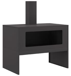 VidaXL Огнище с комин Черно 80x50x96 см Стомана