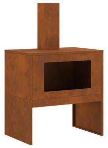 VidaXL Огнище с комин 60x40x96 см от Weathering Steel