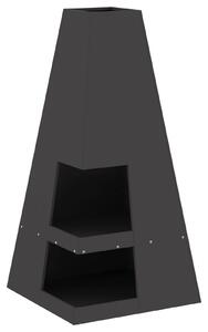 VidaXL Огнище с място за дърва Черно 50x50x100 см Стомана