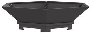 VidaXL Огнище Хексагонално Черно 100x100x28 см Стомана