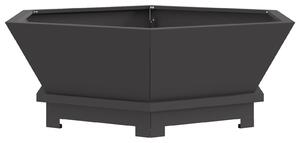 VidaXL Огнище Хексагонално Черно 75x75x28 см Стомана