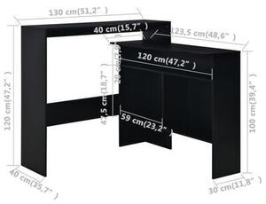 Бар маса с 2 плота, черна, 130x40x120 см