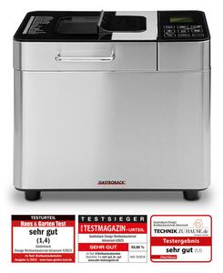 Хлебопекарна Gastroback Advanced 42823, 500W, 500-750-1000 гр, 18 програми, Керамичен съд без PFOA и PTFE, 7 вида хляб, Функция за сладолед, Инокс/черен