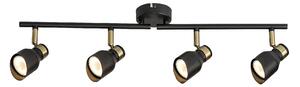 RABALUX Lilou, indoor matte black + gold metal ceiling lamp, GU10 4xMAX25W, shade: D5,5cm, lamp: L70cm, H18cm, installation diam