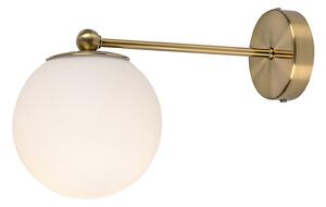 RABALUX Kiara, indoor wall lamp, gold metal lamp with white glass shade, E27 G45 1xMAX35W, H20cm, D13cm, L30,5cm, installation d