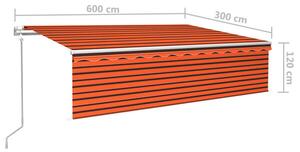 Автоматично прибиращ се сенник с щора, 6x3 м, оранжево и кафяво
