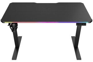 Бюро Cougar Gaming E-Ares 120, до 80 кг. натоварване, RGB подсветка, USB-C порт, поставка за чаша, електрическо управление на височина, черно