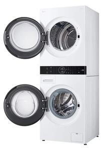 Комплект пералня и сушилня LG WashTower WT1210WWF, клас A, 12 кг. капацитет на пералня/10 кг. на сушилня, 1350 оборота в минута, 6 програми, 60 cm ширина, отложен старт, Smart Diagnosis, AI DD, Steam, TurboWash360, LoadSense, бели