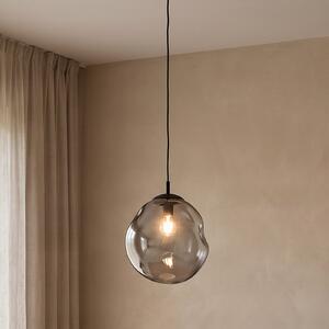 TK Lighting Стъклена висяща лампа Sol, Ø 35 см, черна/димово сива, Затъмняване, Прозрачен, Дневна/трапезария, Стъкло, Модерен