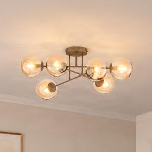 EMIBIG LIGHTING Таванна лампа ROMA, бежова, Ø 75 см, 6-лампова, стъкло/метал, E14, Затъмняване, Бежов, Дневна/трапезария, Стъкло, Модерен, Глобус