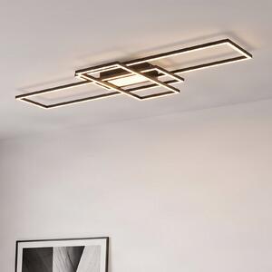 Lindby Ismera LED таванна лампа с 3 рамки, антрацит, Затъмняване, Черен, Дневна/трапезария, Метал, Модерен