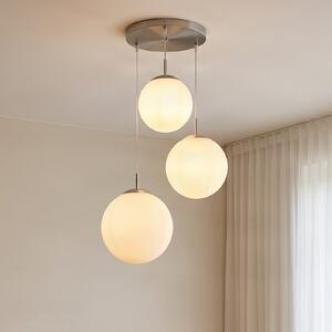 Lindby Висящо осветление Heleska, бяло, стъкло, 3 светлини, Ø 47cm, Затъмняване, Бял, Дневна/трапезария, Стъкло, Модерен, Висулки в пакет