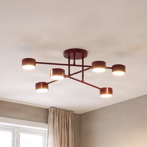 EMIBIG LIGHTING Таванна лампа HALO, тъмночервена, Ø 60 см, 6-лампова, метал, GX53, Затъмняване, Червен, Дневна/трапезария, Метал, Модерен, Полукръгъл таван с разстояния