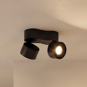 Arcchio LED тавански прожектор Rotari, 1240lm, 2-крилен, черен, Затъмняване, Черен, Дневна/трапезария, Алуминий, Модерен