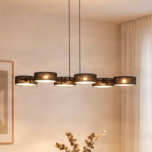 EMIBIG LIGHTING Висяща лампа DRUMZ, черна, дължина 100 см, 6-лампова, текстил, E14, Затъмняване, Черен, Дневна/трапезария, Плат / текстил, Модерен