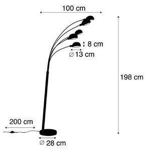 Подова лампа от 60-те години с пет рамена, черна