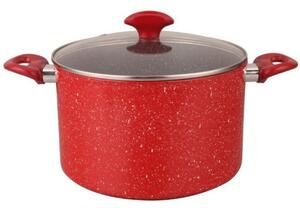 Дълбока тенджера Oliver Voltz OV54418AP20D, 4.3 l, 20 cm диаметър, алуминий, капак със стъкло с отвор за пара, червен