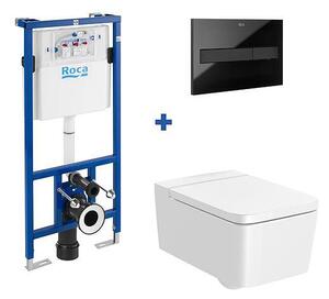 Roca WC комплект за вграждане INSPIRA SQUARE RIMLESS, капак забавено падане, структура DUPLO