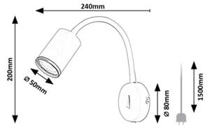 Rabalux 73110 - Стенно точково осветително тяло NOLIE 1xGU10/15W/230V бяло