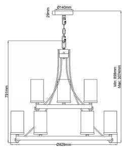 Quintiesse QN-ANGELO9 - Полилей на верига ANGELO 9xE27/60W/230V в декор дъб