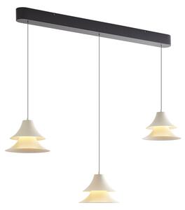 Висяща лампа черна с бежово вкл. LED 3-степенно димиране 3-лампи Easylift - Witch