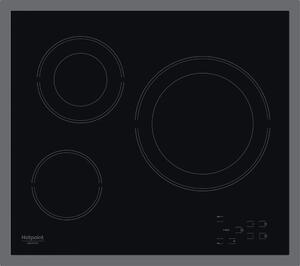 Плот за вграждане Hotpoint-Ariston HR 603 X/1, 3 нагревателни зони, сензорно управление, черен