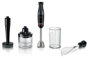 Пасатор Bosch MSM4B623 Serie 4, с кана, чопър и бъркалка, 1000W, безстепенен, 0.6 l обем на чашата, черен