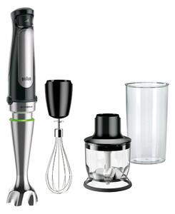 Пасатор Braun MQ 7025X, с кана, чопър и бъркалка, 1000W, 600ml/350ml обем, технологии ActiveBlade и PowerBell Plus, черен