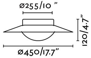 LED лампа за стена Side 450, черно/златно, стомана/стъкло, Ø 45 cm