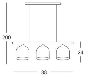 KOLARZ Chalet висяща лампа, дължина 88 cm, бяло/кафяво, 3 светлини
