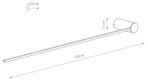 Светодиодно стенно осветление Arm L, височина 105 cm, черно, метал