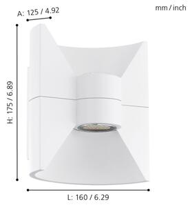 Eglo 93367 -LED Външна стенна лампа REDONDO Бяла 2xLED-SMD/2,5W/230V IP44