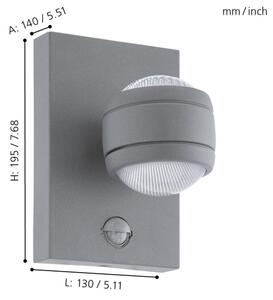 Eglo 96019 - LED външно стенно осветително тяло с датчик SESIMBA 1 2xLED/3,7W IP44