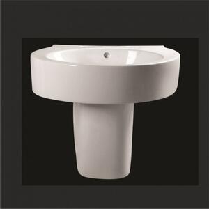 Мивка за баня ICC 2206, Inter Ceramic, с полуконзола, стенен монтаж, с отвор за смесител и преливник, порцелан, бял