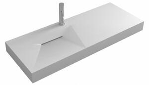Мивка за баня ICB 12047, стенен монтаж, с отвор за смесител, бял мат, 120x46x12см