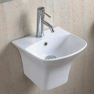 Мивка за баня ICC 3535, Inter Ceramic, с полуконзола, стенен монтаж, с отвор за смесител и преливник, порцелан, бял, 35.5x35.5x29см